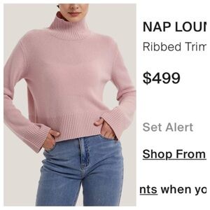 Cashmere! Nap Loungewear  RIBBED TRIM TURTLENECK CASHMERE SWEATER